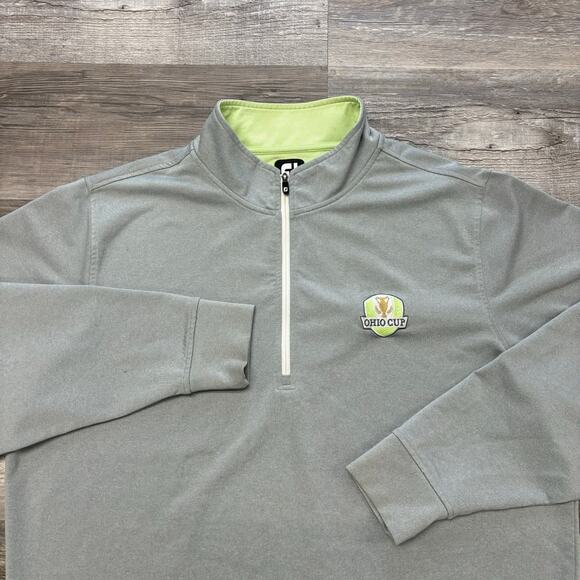 FJ Footjoy Battle of Ohio Cup MLB Light Gray Mint Green Mens XL 1/2 Zip Pullover - Picture 2 of 9